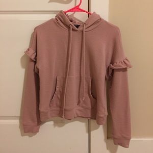Dusty Pink Ruffled Hoodie